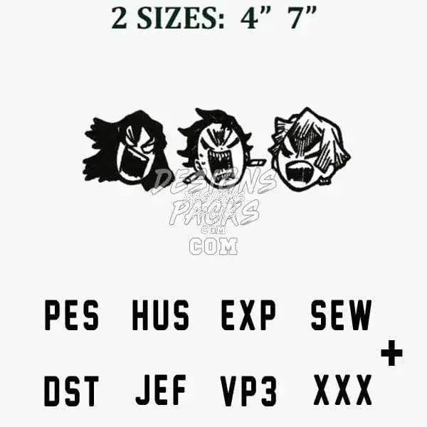 Heads Anime Embroidery Design
