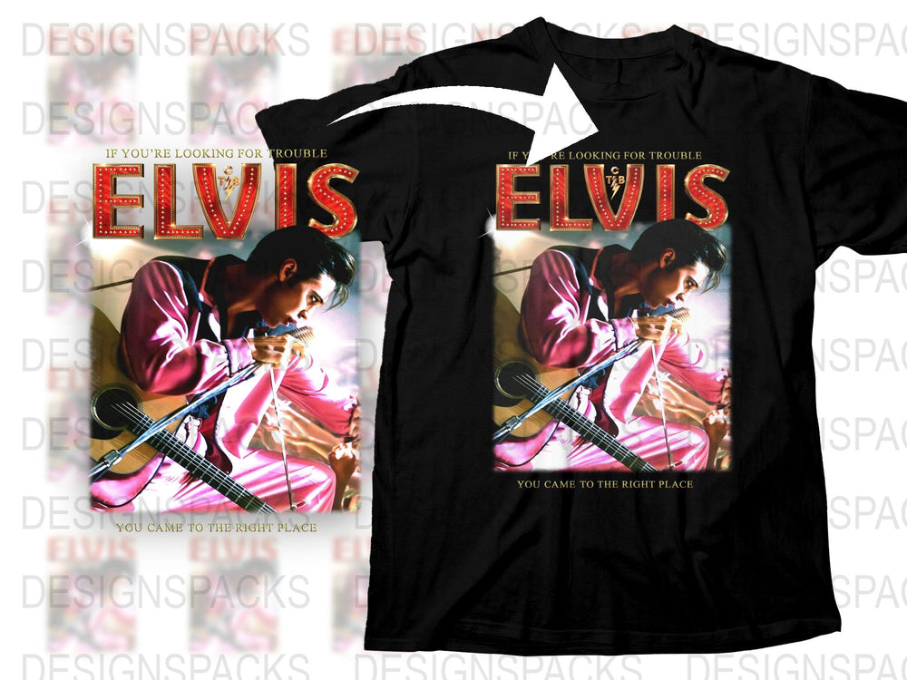 Elvis Presley Graphic T-Shirt, Vintage Rock n Roll Music Tee, Retro 50s Style, Collector's Item, Men's Black Cotton Shirt