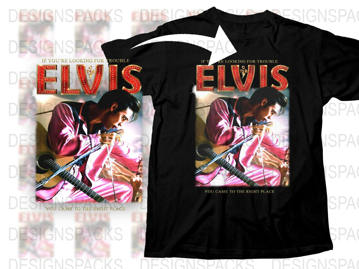 Elvis Presley Graphic T-Shirt, Vintage Rock n Roll Music Tee, Retro 50s Style, Collector's Item, Men's Black Cotton Shirt