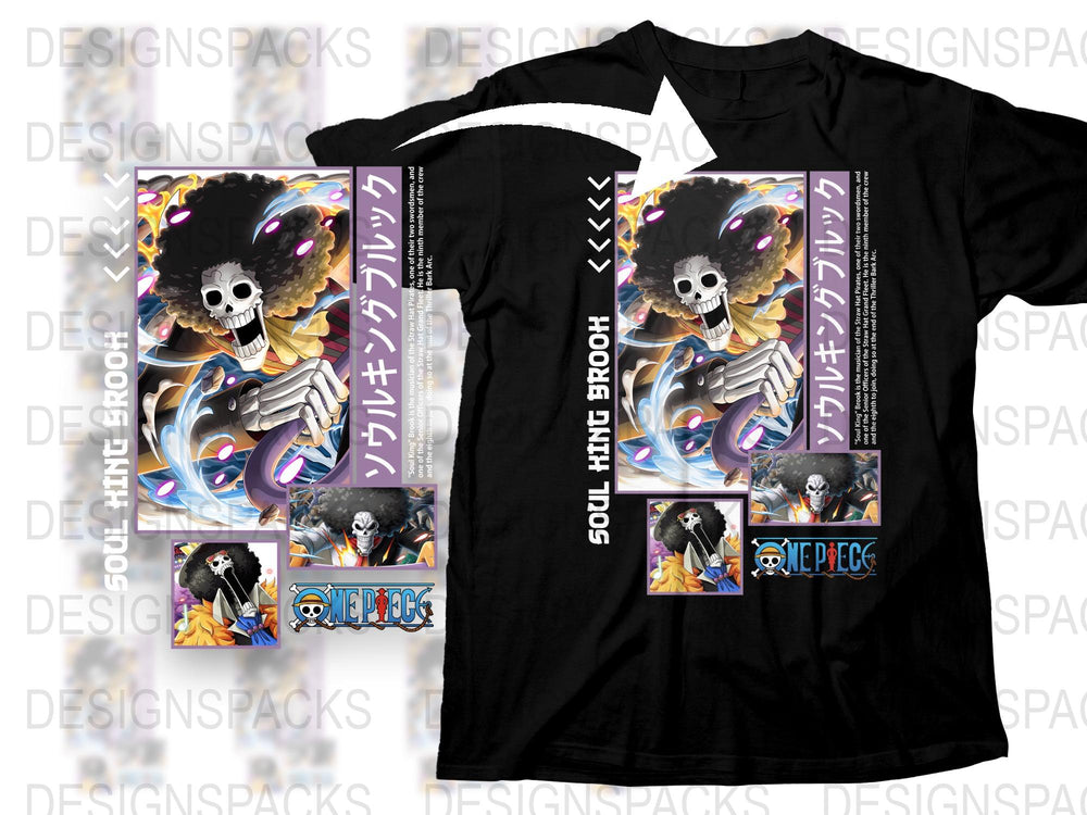 One Piece Anime T-Shirt, Soul King Brook Concert Poster Graphic Tee, Colorful Manga Shirt, Unisex Clothing