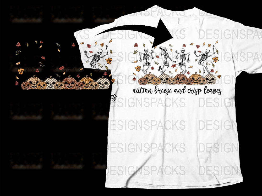 Autumn Leaves and Crisp Breeze Graphic Tee, Fall Season T-Shirt with Nature Print, Unisex Cotton Shirt