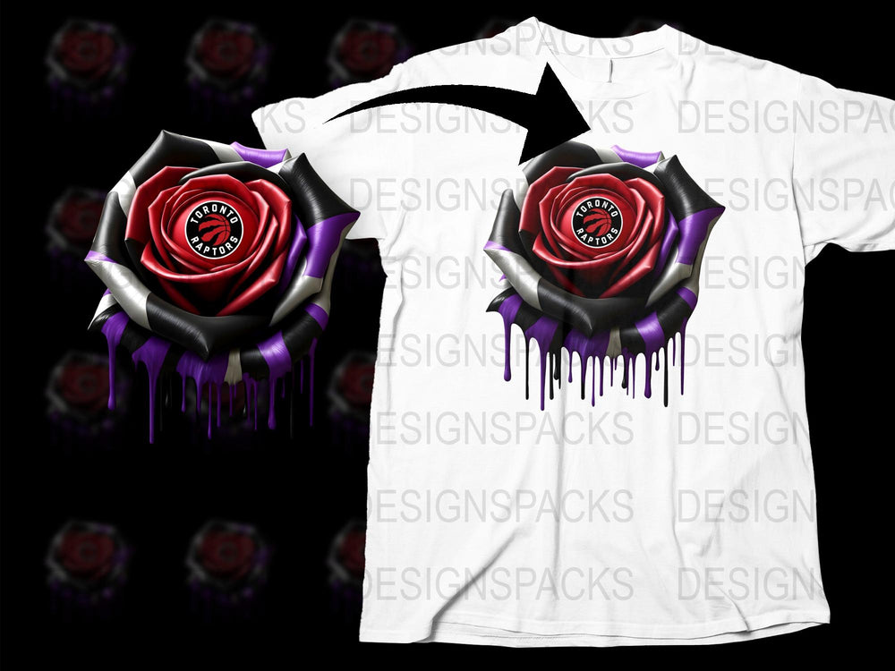 Gothic Rose Dripping Paint T-Shirt, Dark Fantasy Floral Graphic Tee, Unique Purple and Black Flower Design Shirt for Men and Women