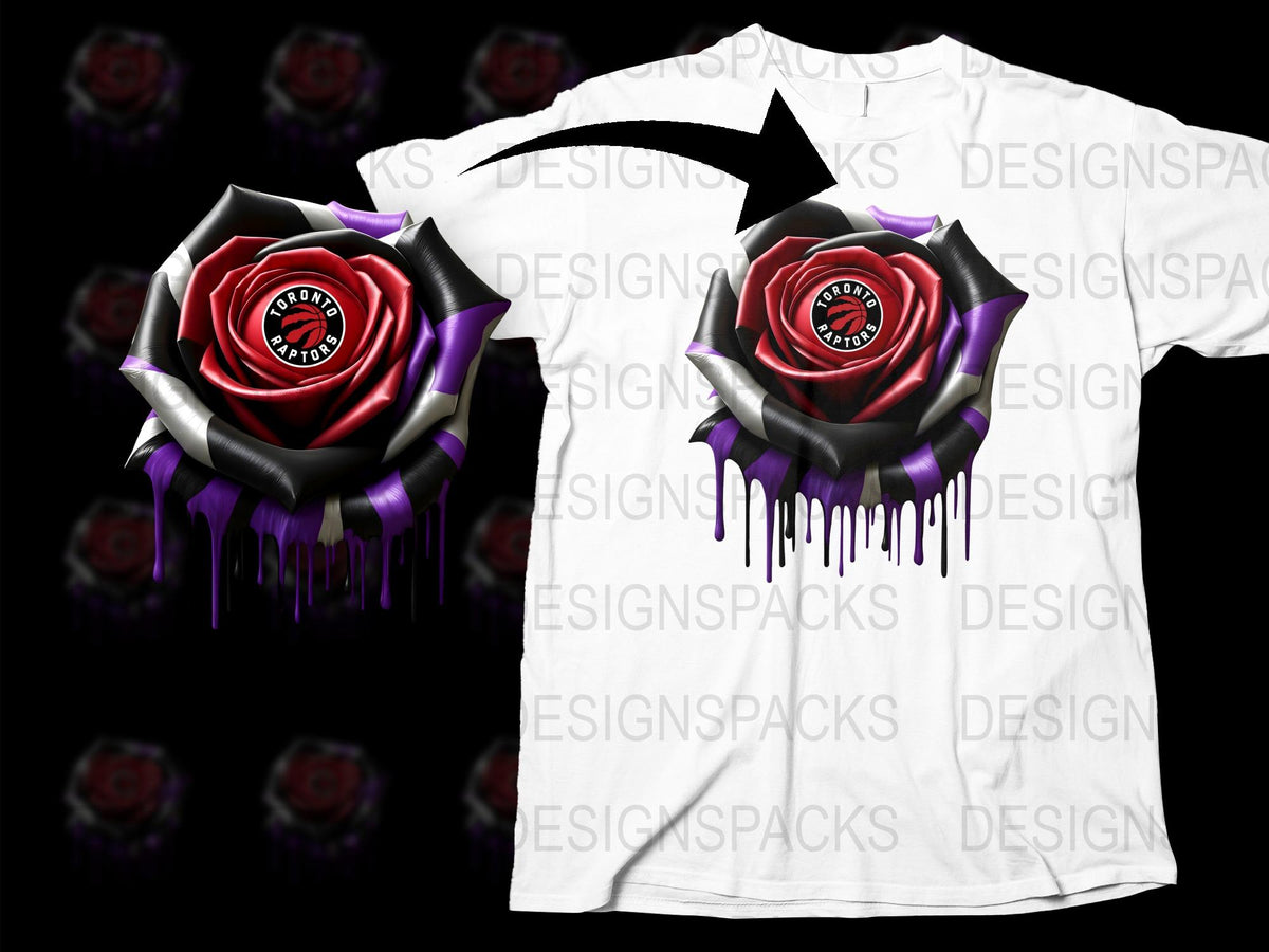 Gothic Rose Dripping Paint T-Shirt, Dark Fantasy Floral Graphic Tee, Unique Purple and Black Flower Design Shirt for Men and Women