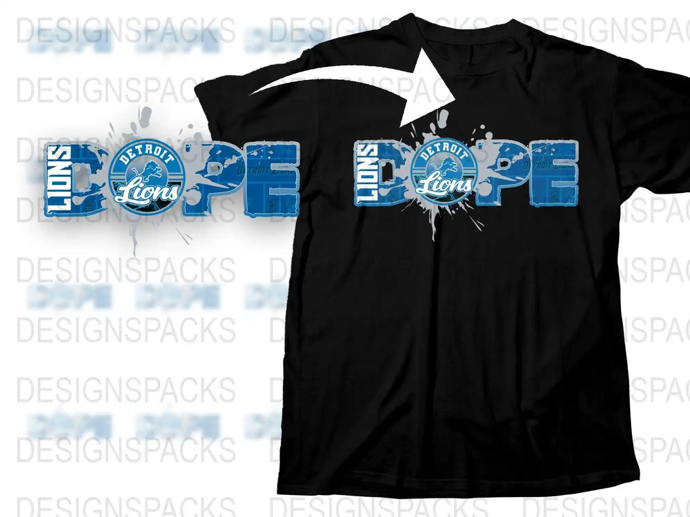 Detroit Lions Inspired T-Shirt, Sports Fan Graphic Tee, Blue and White Team Apparel