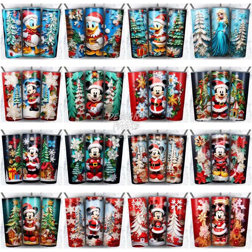 148 Christmas Cartoon Paper Art Tumbler Wrap Bundle Jpg