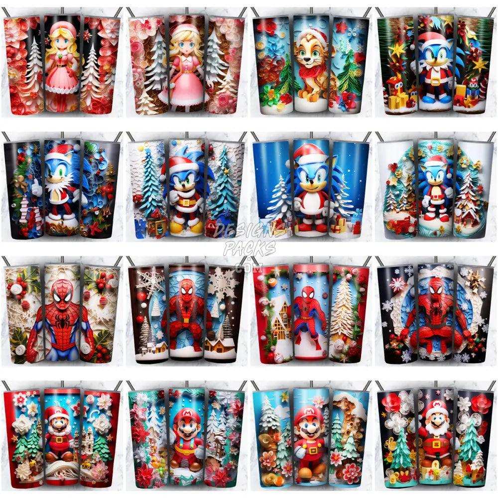148 Christmas Cartoon Paper Art Tumbler Wrap Bundle Jpg