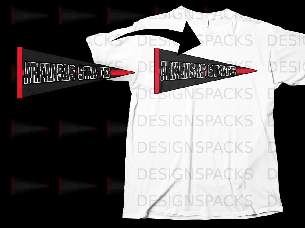 Arkansas State Pennant Graphic Tee Shirt Design
