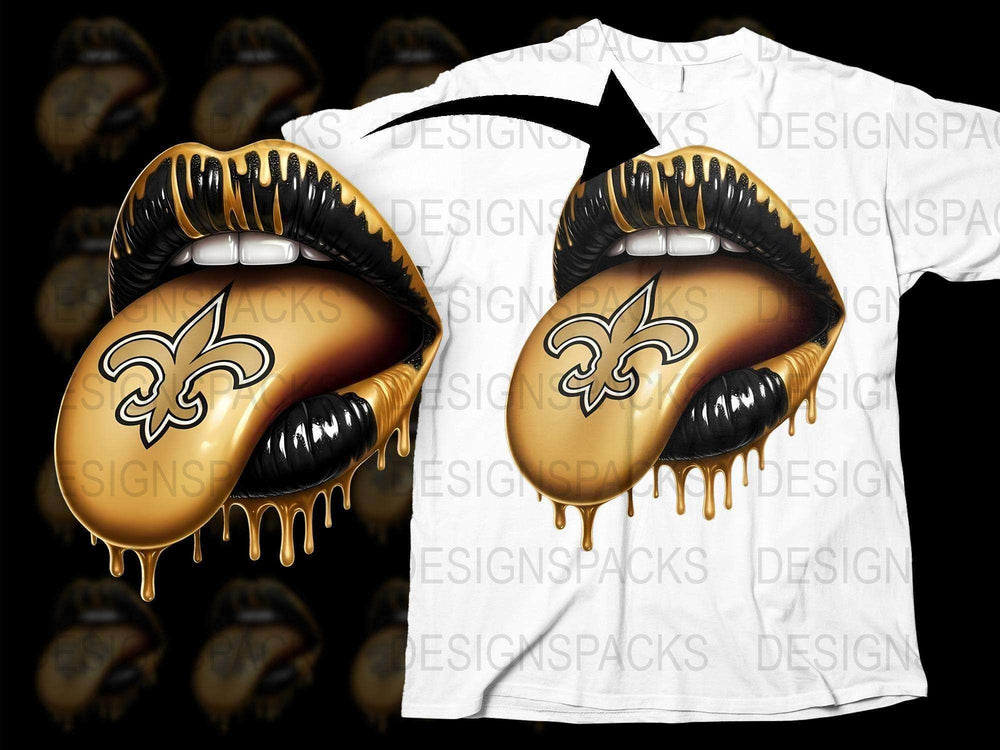 New Orleans Football Team Golden Lips T-Shirt, Sports Fan Apparel, Unique Graphic Tee, Gift Idea