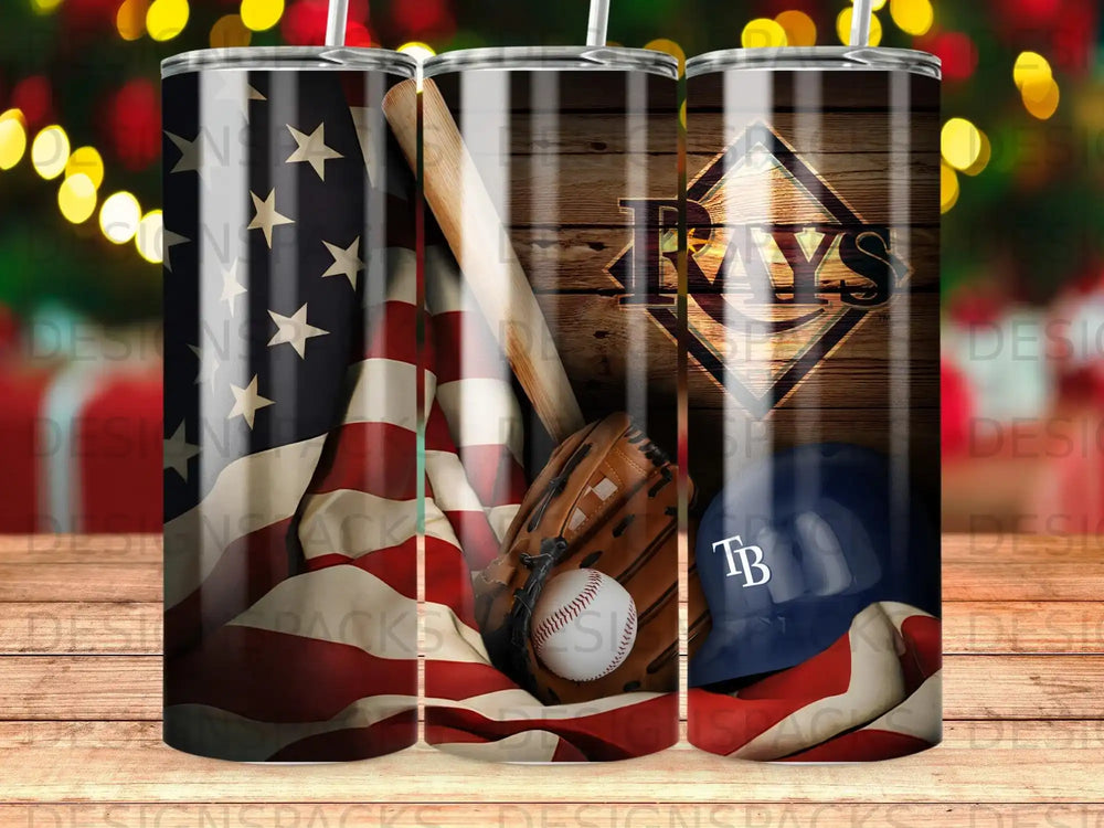 Baseball helmet, glove, and ball against American flag and wood grain.
