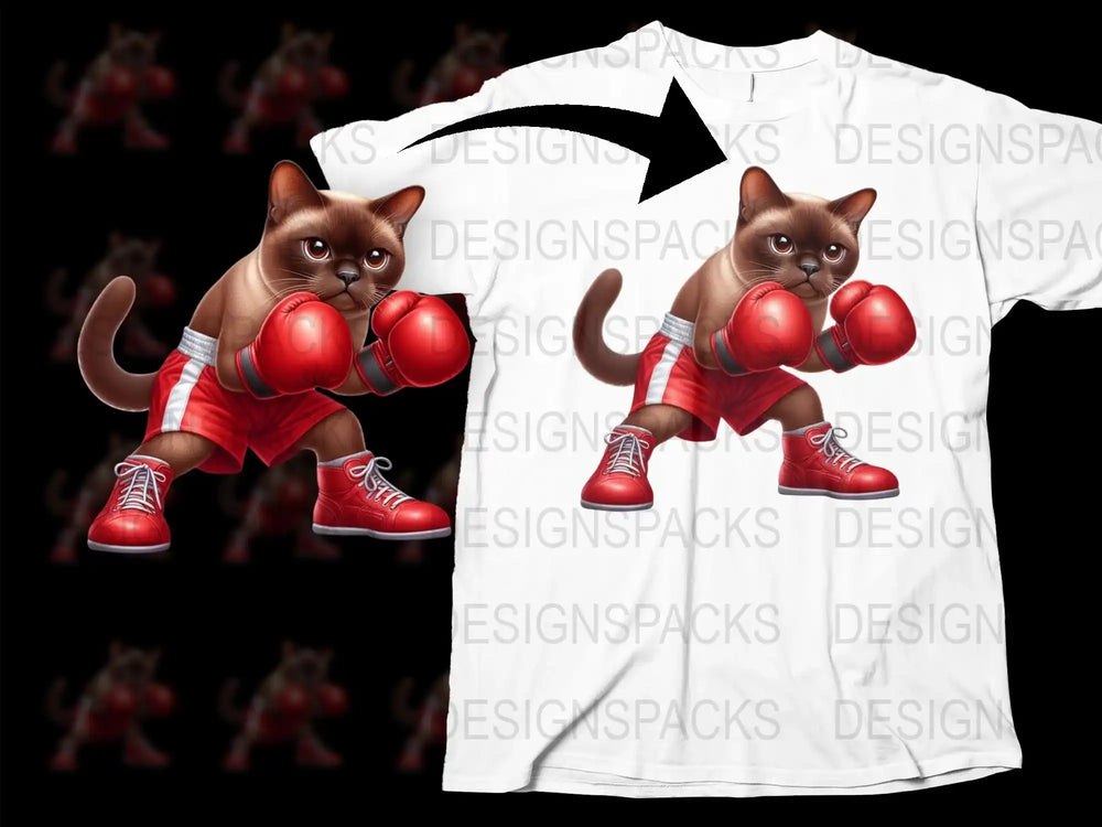 Kids Boxing Cat T-Shirt, Cute Cartoon Cat in Boxing Gloves Graphic Tee, Animal Sports Shirt for Children