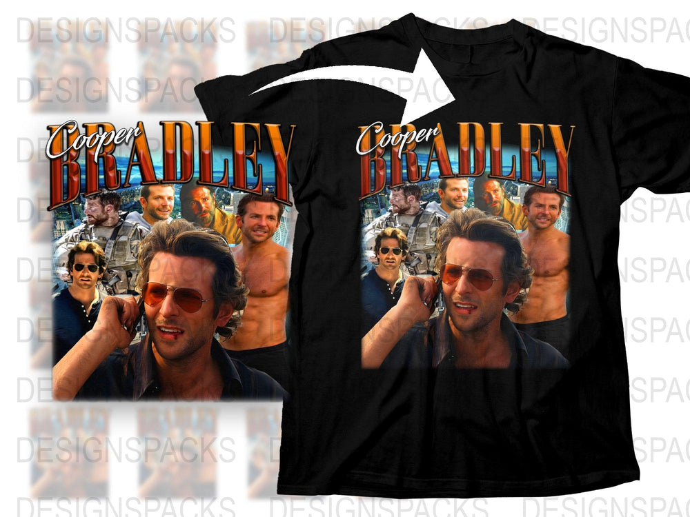 Cooper Bradley Movie Collage T-Shirt, Actor Film Graphic Tee, Celebrity Photo Shirt, Men's Fashion, Unique Gift Idea