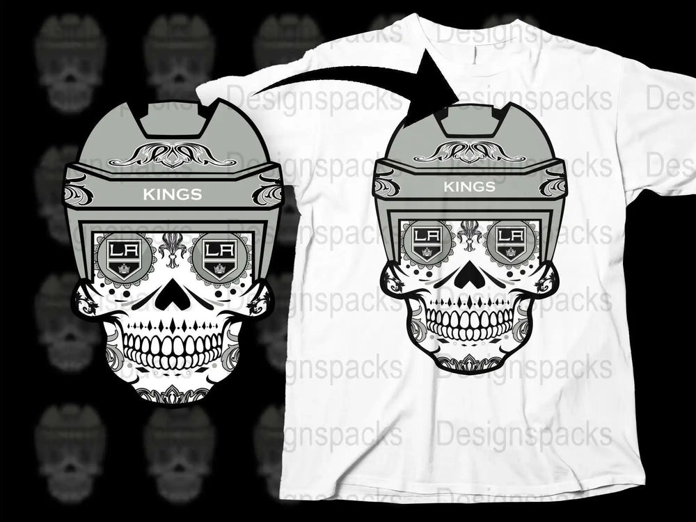 LA Kings Skull Graphic T-Shirt, Black and White Sports Fan Tee, Unique Hockey Apparel Gift