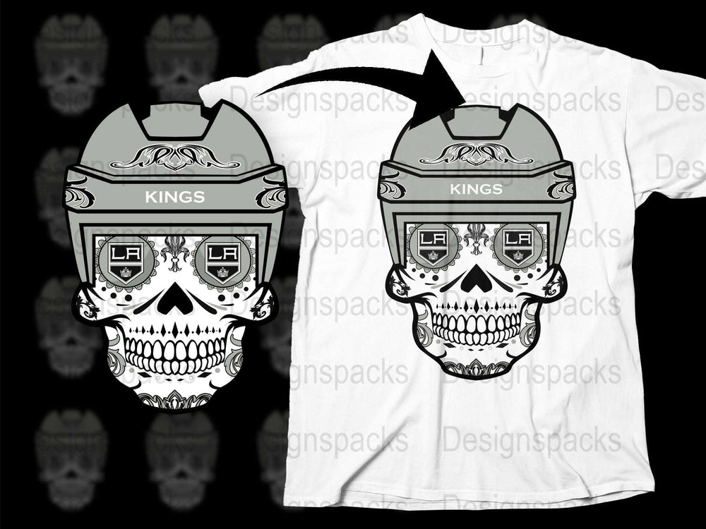 LA Kings Skull Graphic T-Shirt, Black and White Sports Fan Tee, Unique Hockey Apparel Gift