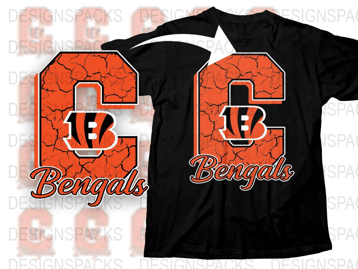 Bengals Team Logo T-Shirt, Distressed Orange and Black Football Fan Apparel