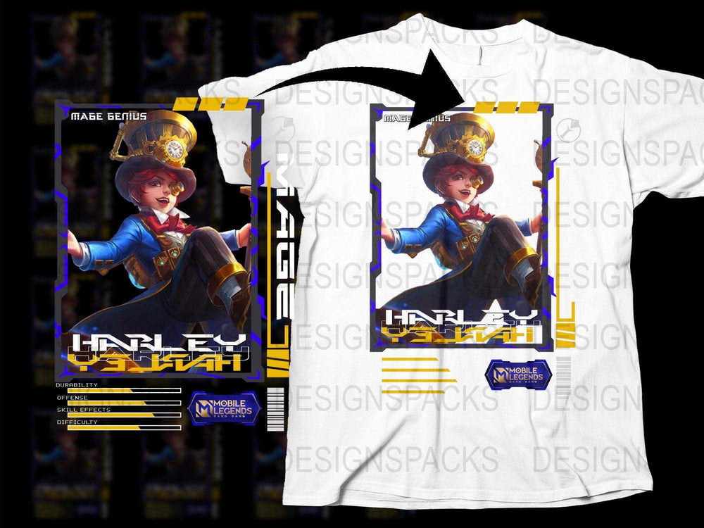 Mobile Legends Harley Great Inventor T-Shirt, Gaming Graphic Tee, Unisex Cotton Shirt