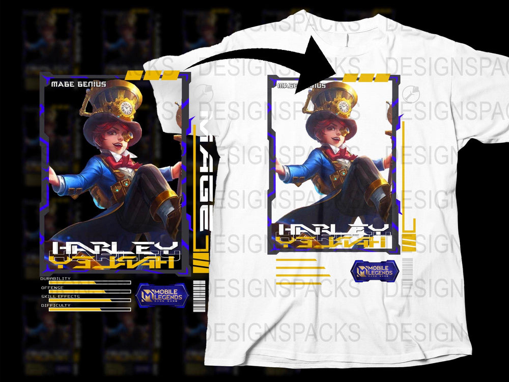 Mobile Legends Harley Great Inventor T-Shirt, Gaming Graphic Tee, Unisex Cotton Shirt