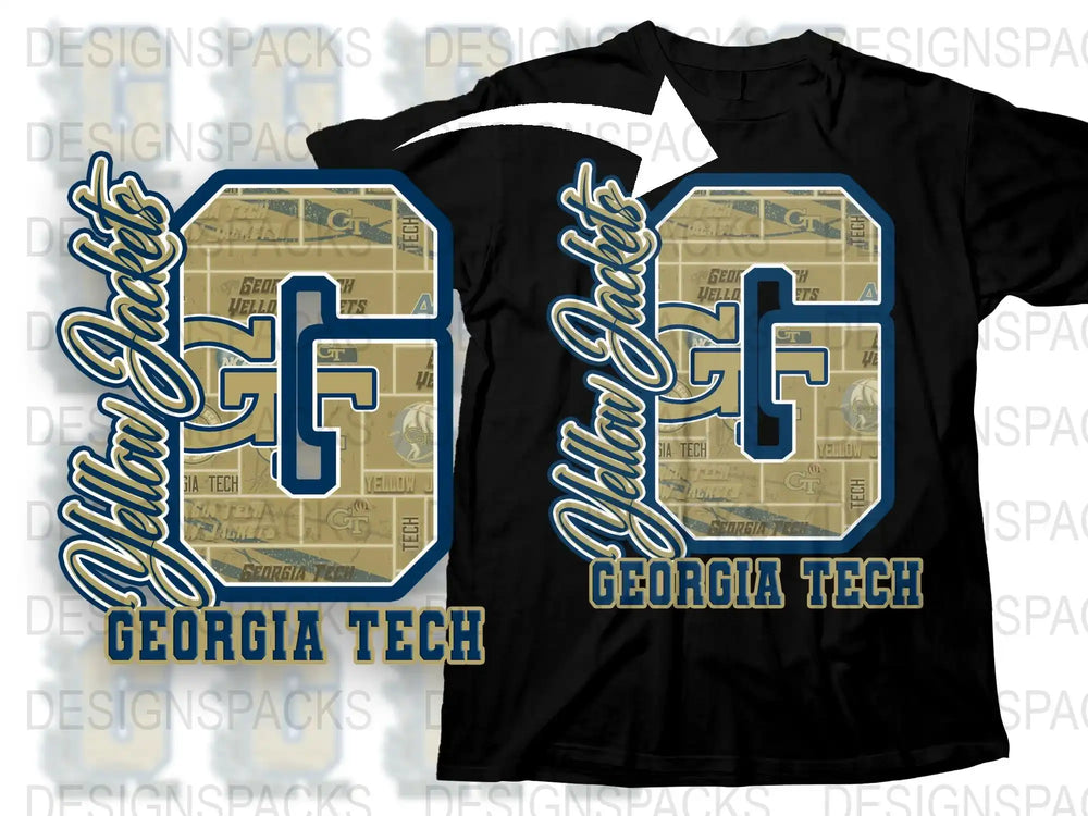 Georgia Tech Yellow Jackets Football T-Shirt, College Sports Fan Gear, Graphic Tee, Unisex Fashion