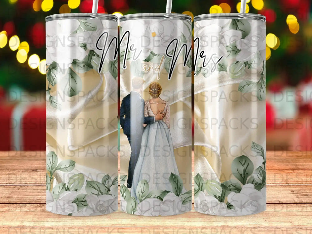 Mr and Mrs Wedding Couple Floral Tumbler Product Type