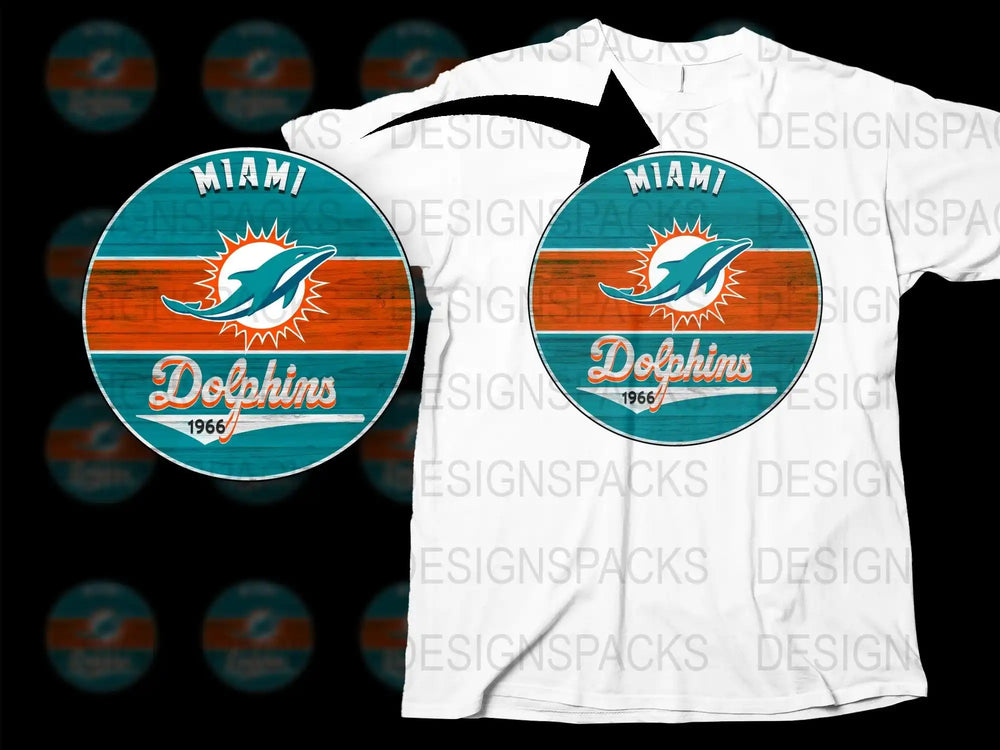 Miami Dolphins Vintage Logo T-Shirt, Retro Sports Fan Tee, NFL Football Team, Gift for Him, 1966 Classic Design, Unisex Top