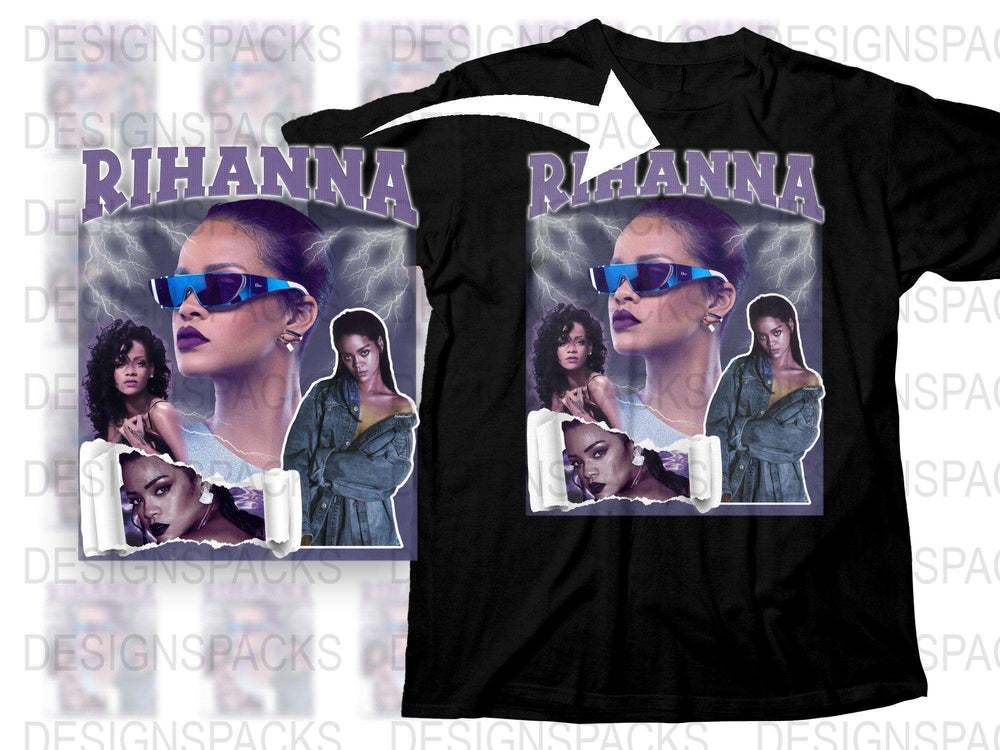 Rihanna Graphic T-Shirt, Pop Icon Fashion Tee, Celebrity Print Top, Casual Music Fan Apparel