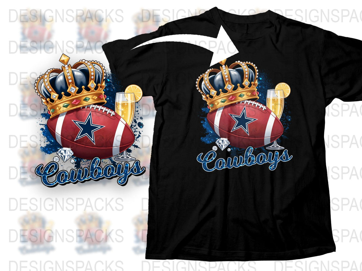 Dallas Cowboys Inspired T-Shirt, Football with Crown Graphic, Fan Apparel, Sports Team Tee, Unisex Clothing