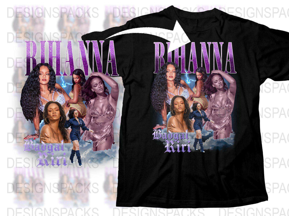 Rihanna Graphic T-Shirt, Pop Star Album Cover Art, Fan Merch, Casual Streetwear, Unique Music Tee, Bold Design, Trendy Top