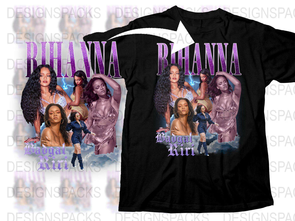 Rihanna Graphic T-Shirt, Pop Star Album Cover Art, Fan Merch, Casual Streetwear, Unique Music Tee, Bold Design, Trendy Top