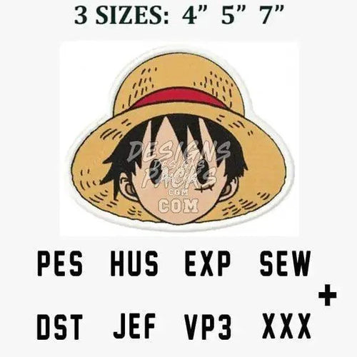 Luffy Drawing Logo One Piece Anime Embroidery Design