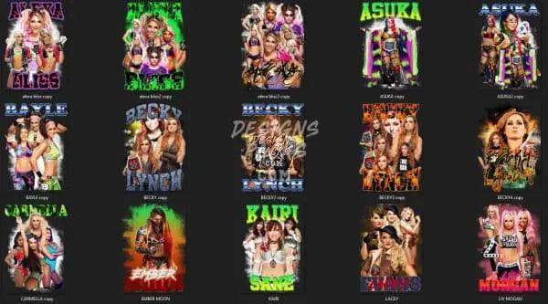 WWE wrestler t-shirt designs bundle, print-ready PNG, SVG for DTG/DTF, instant download