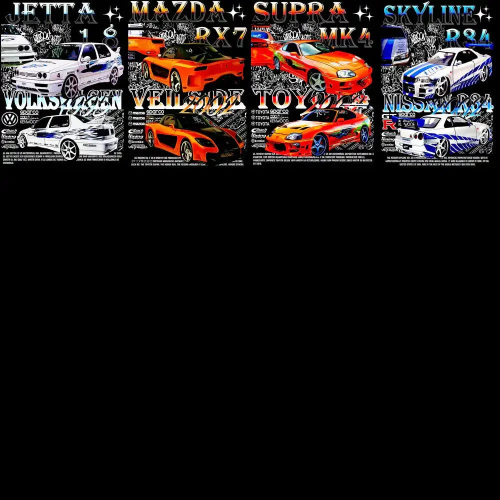 15 Cars Best Bootleg Streetwear Halftone Designs Bundle PNG