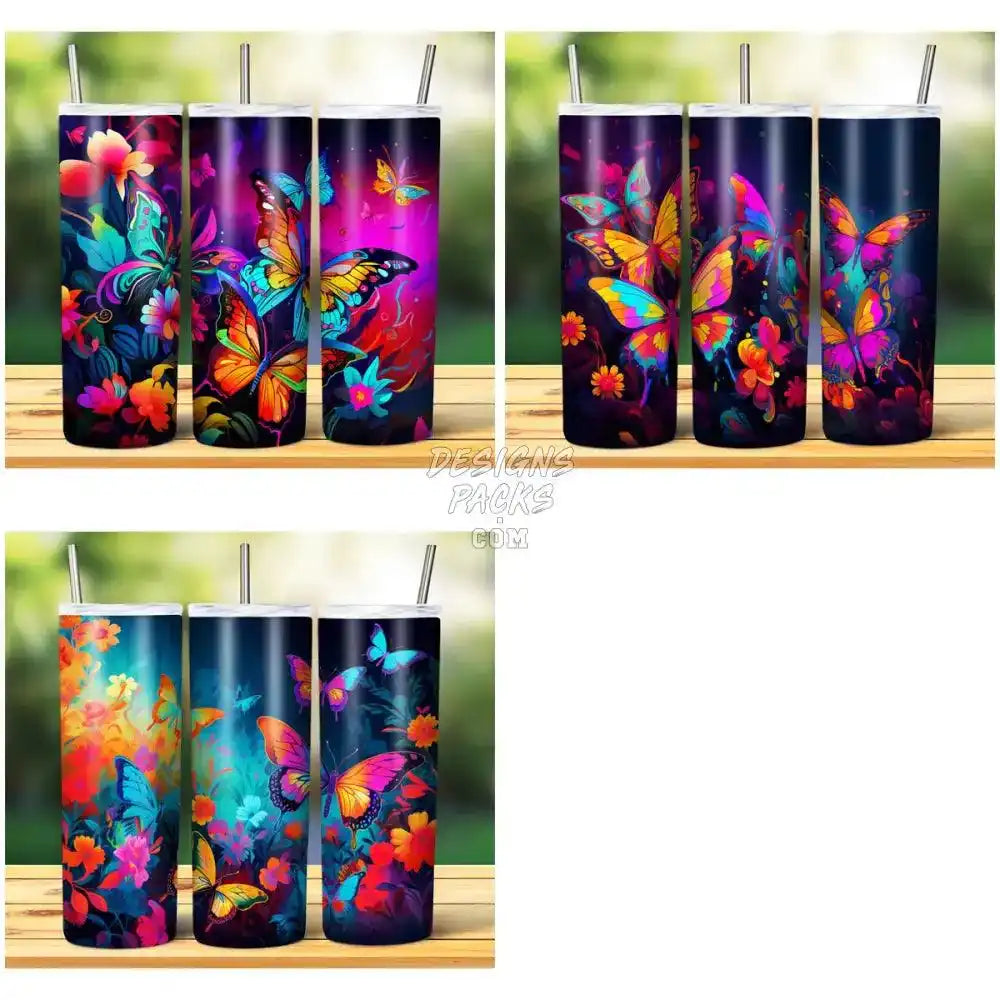 15 Colorful Butterfly Tumbler Wrap Bundle Jpg