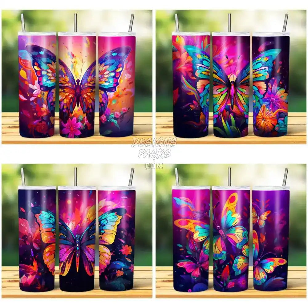 15 Colorful Butterfly Tumbler Wrap Bundle Jpg