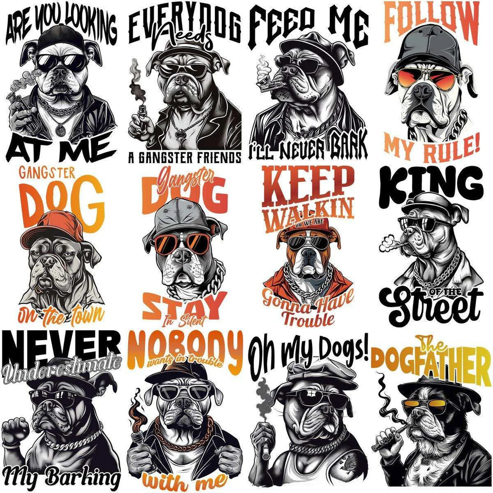 15 Gangster Dogs Designs Bundle PNG
