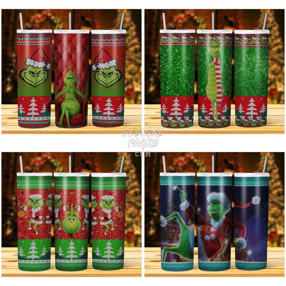 15 Grinch Knitted Christmas Tumbler Wrap Bundle Jpg
