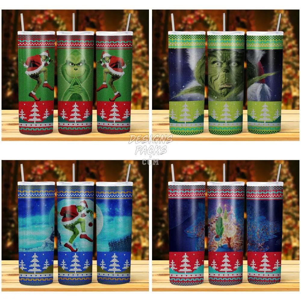 15 Grinch Knitted Christmas Tumbler Wrap Bundle Jpg