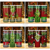 Load image into Gallery viewer, 15 Grinch Knitted Christmas Tumbler Wrap Bundle Jpg
