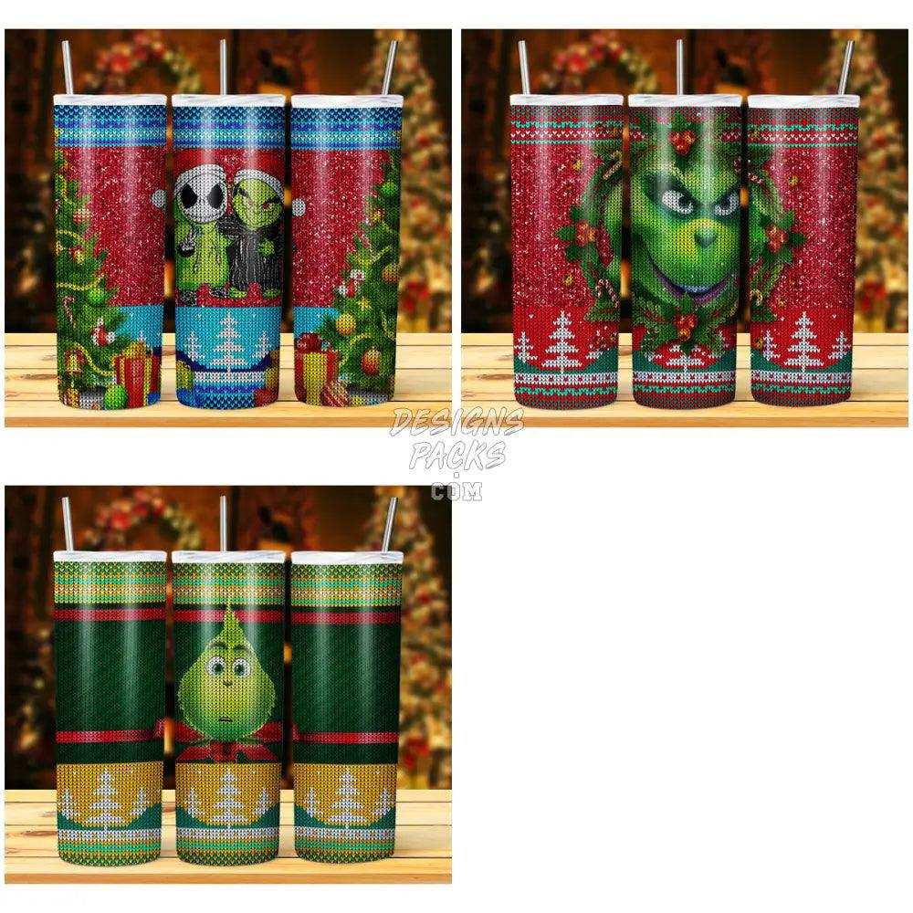 15 Grinch Knitted Christmas Tumbler Wrap Bundle Jpg