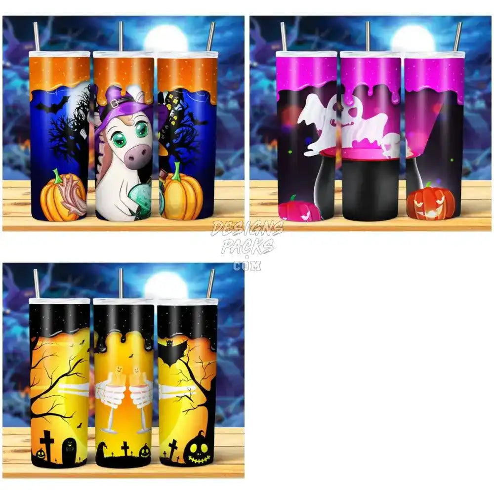 15 Halloween Drip Colorful Tumbler Wrap Bundle Jpg