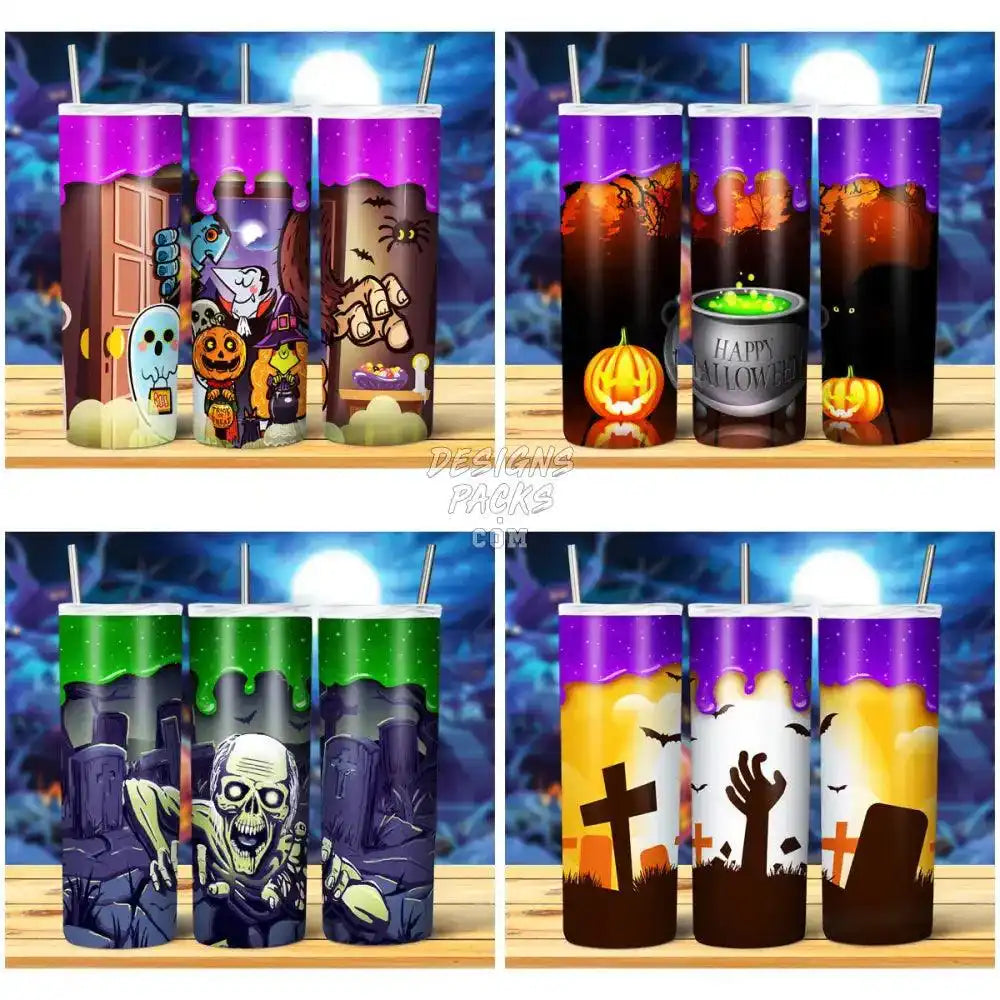 15 Halloween Drip Colorful Tumbler Wrap Bundle Jpg