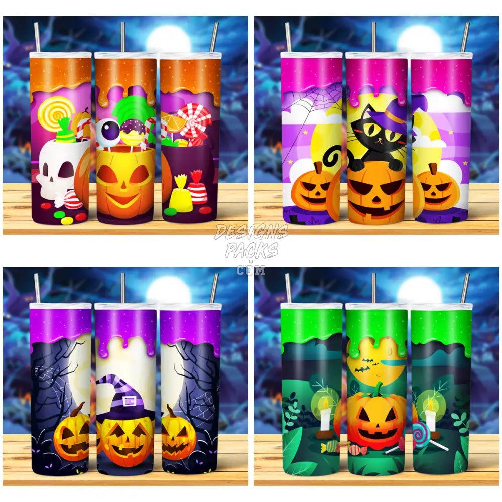 15 Halloween Drip Colorful Tumbler Wrap Bundle Jpg