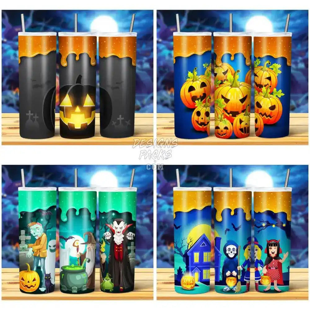 15 Halloween Drip Colorful Tumbler Wrap Bundle Jpg