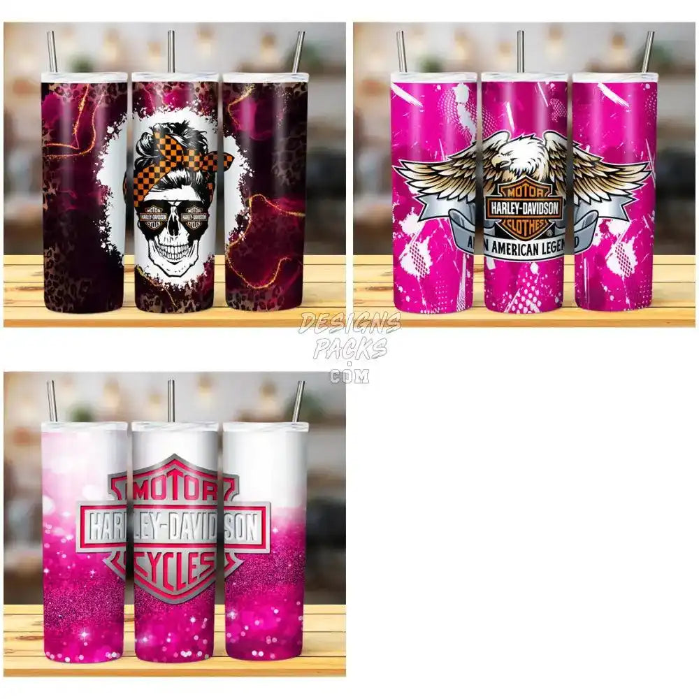 15 Harley Davidson Pink Tumbler Wrap Bundle Jpg