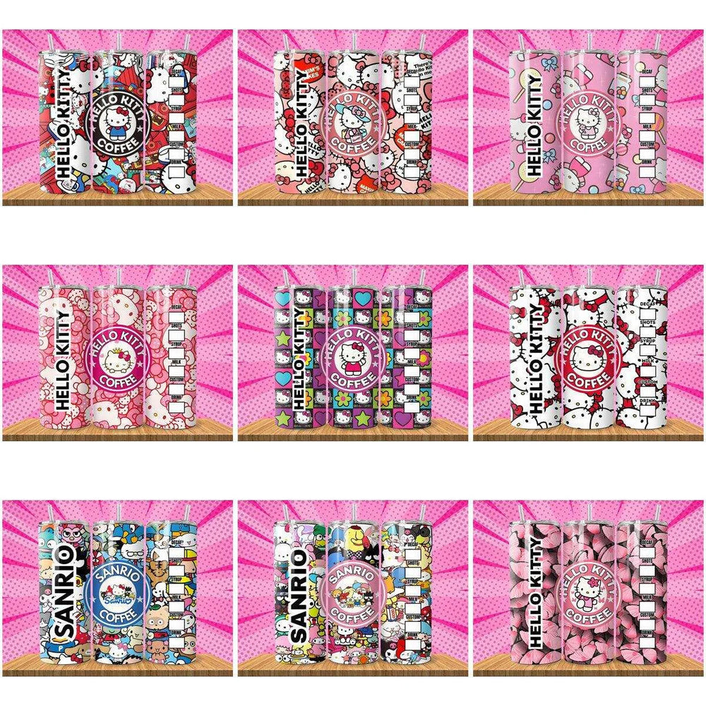 15 Hello kitty Coffee Tumbler Wrap Designs Bundle JPG