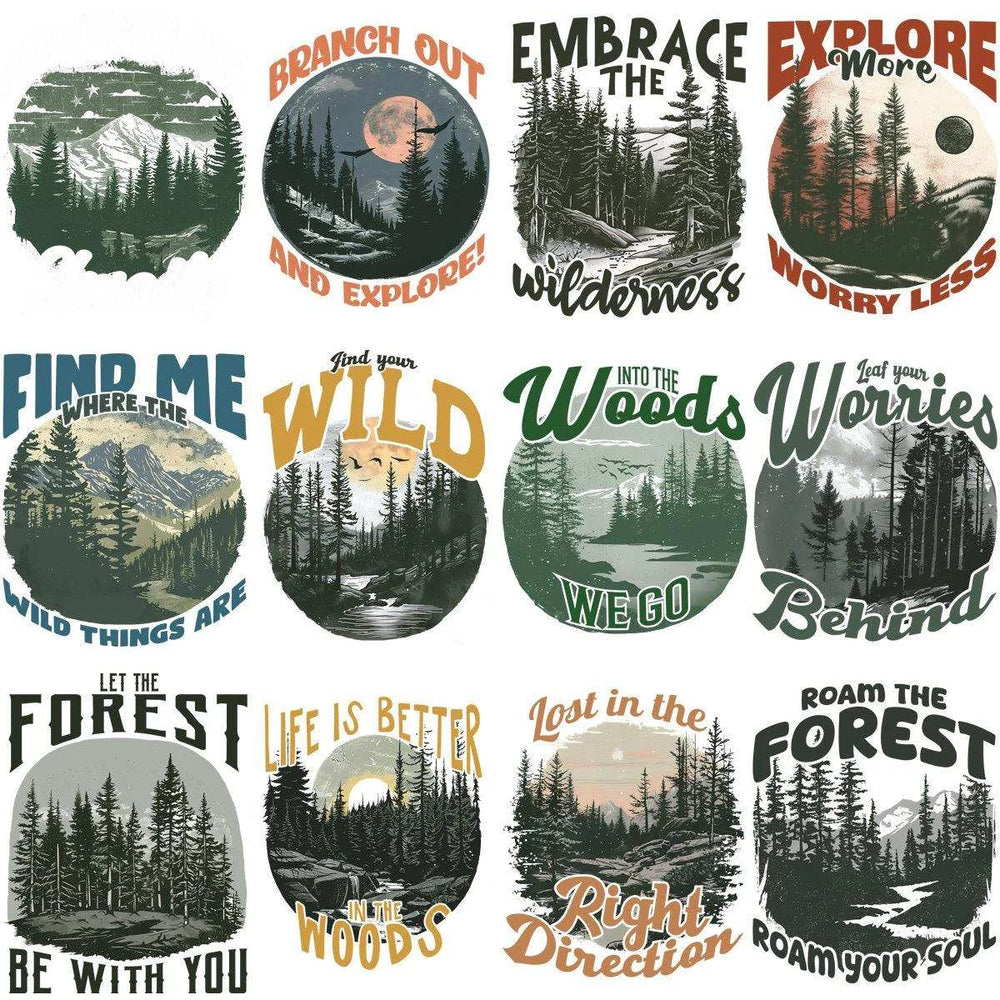 15 Northwoods Hiking Adventure Designs Bundle PNG