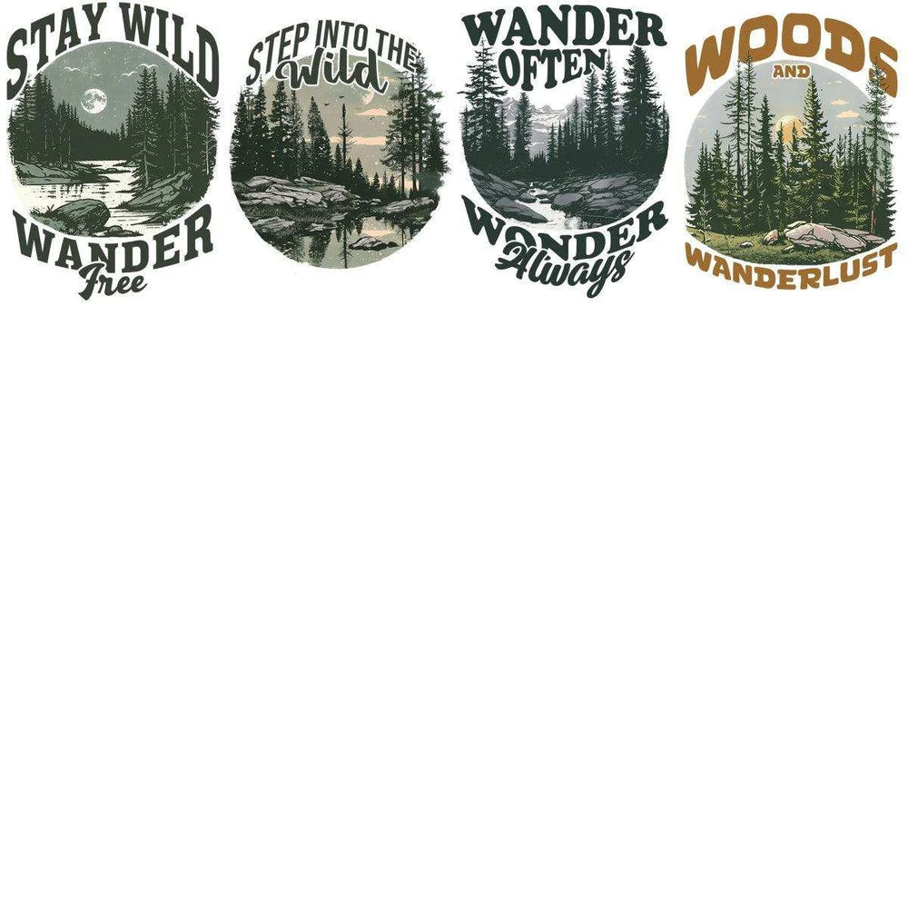 15 Northwoods Hiking Adventure Designs Bundle PNG