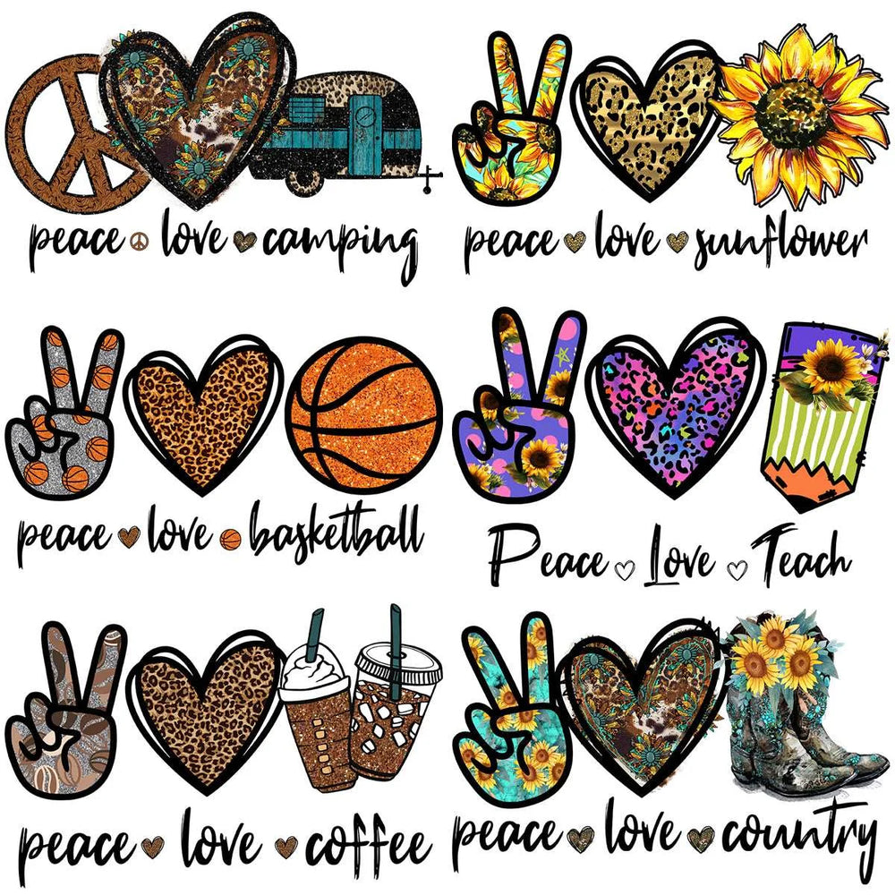 15 Peace Love Glitter Style Designs Bundle PNG