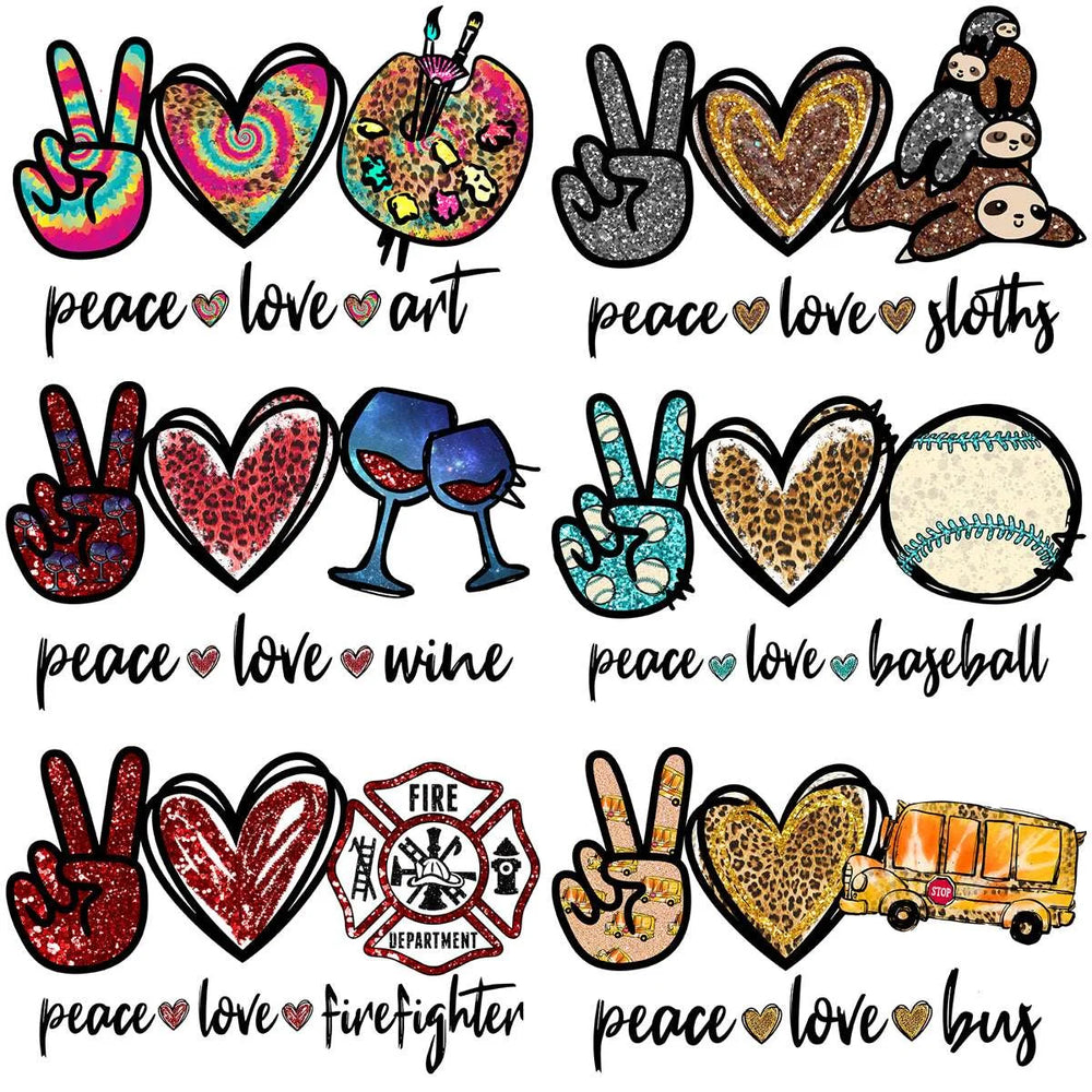 15 Peace Love Glitter Style Designs Bundle PNG
