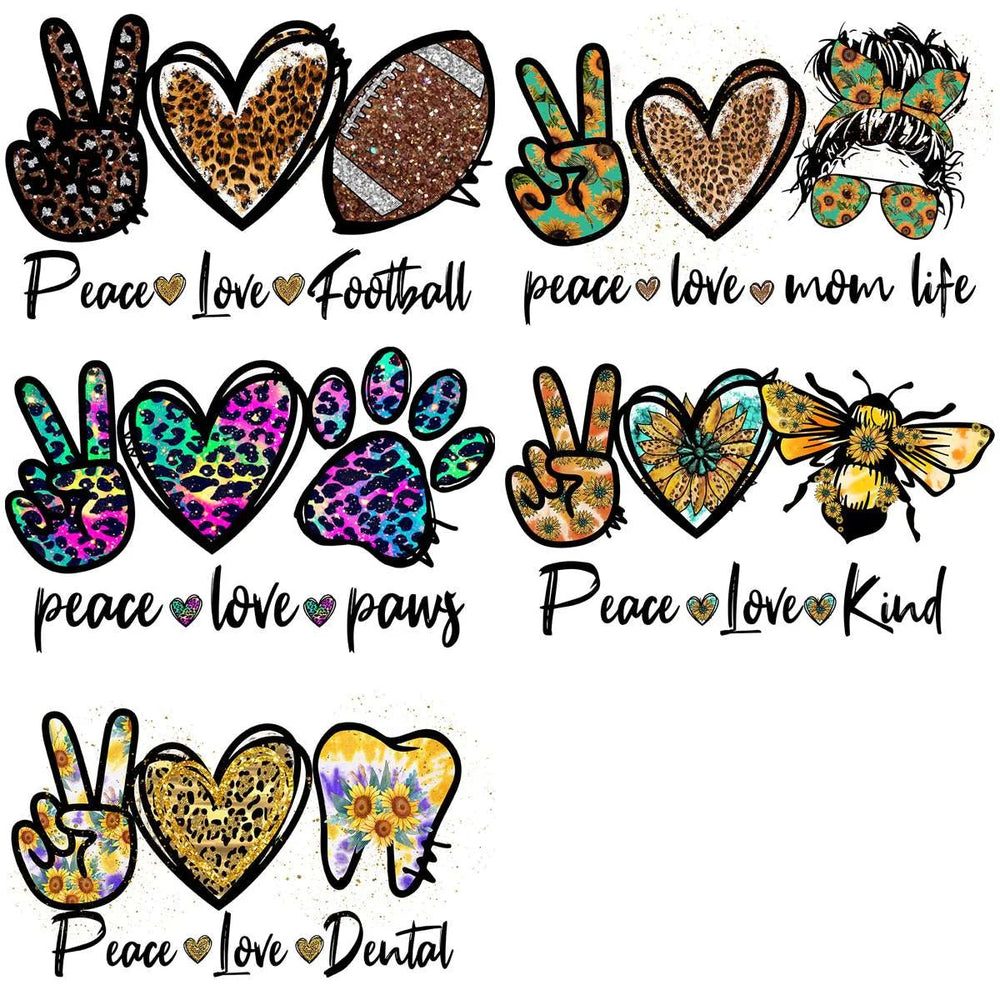 15 Peace Love Glitter Style Designs Bundle PNG