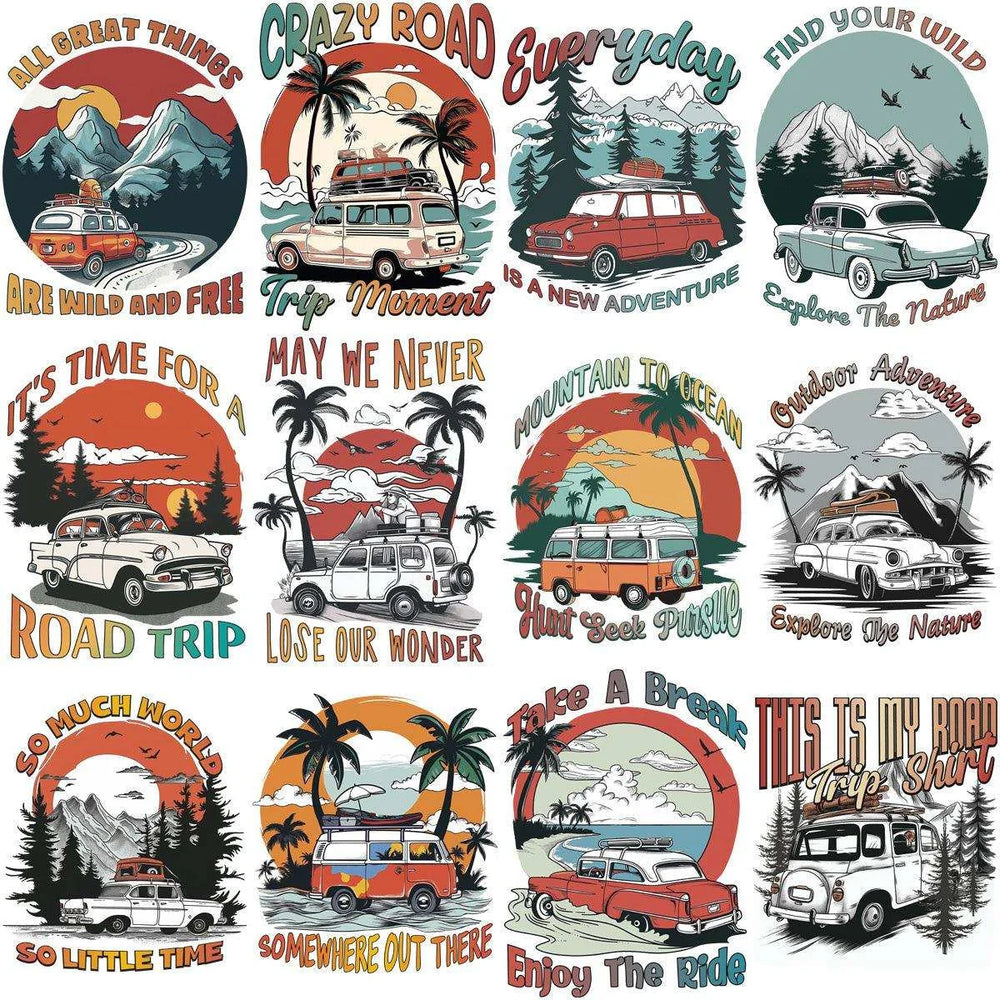 15 Road Enjoy Trip Adventure Designs Bundle PNG