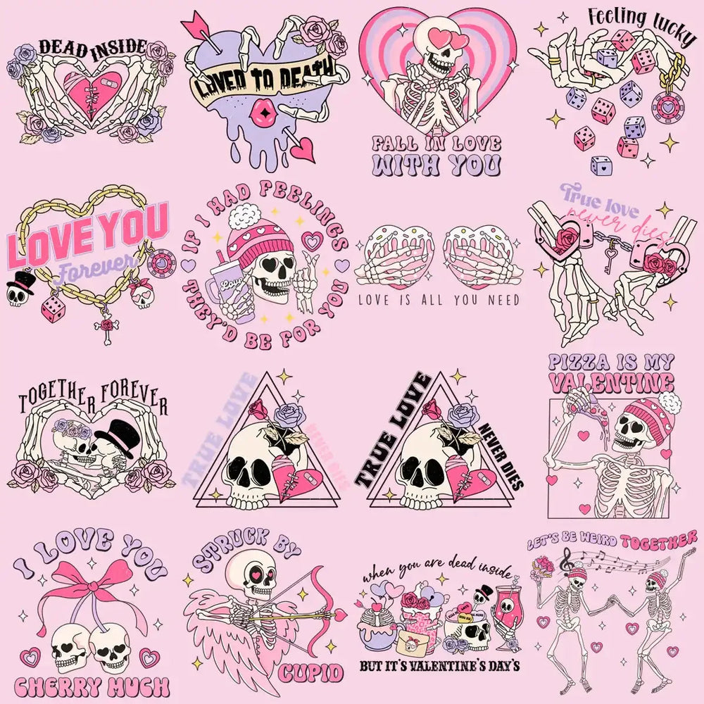 15 Skeleton Valentine Designs Bundle Png